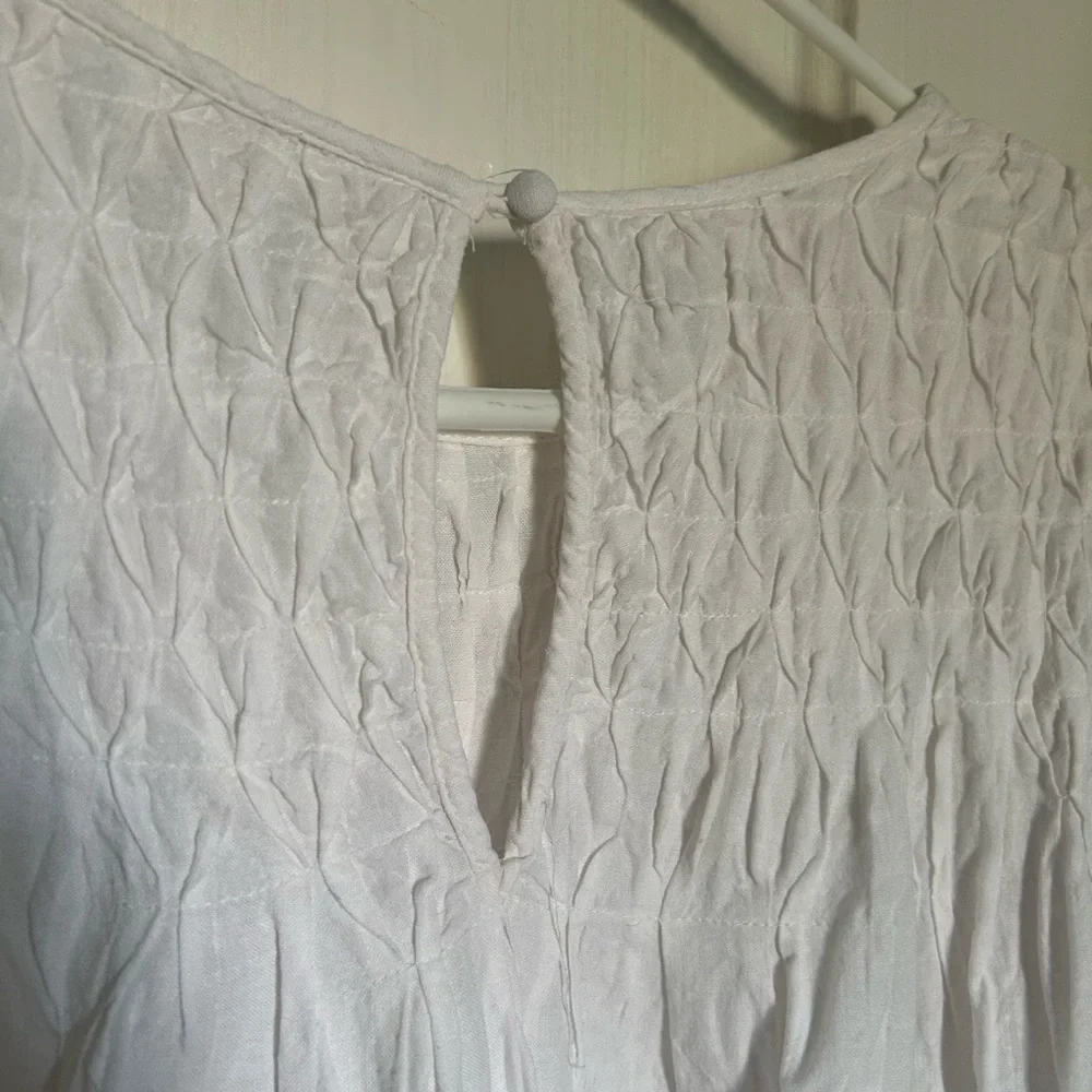 Anthropologie Textured White Blouse - Picture 6 of 9